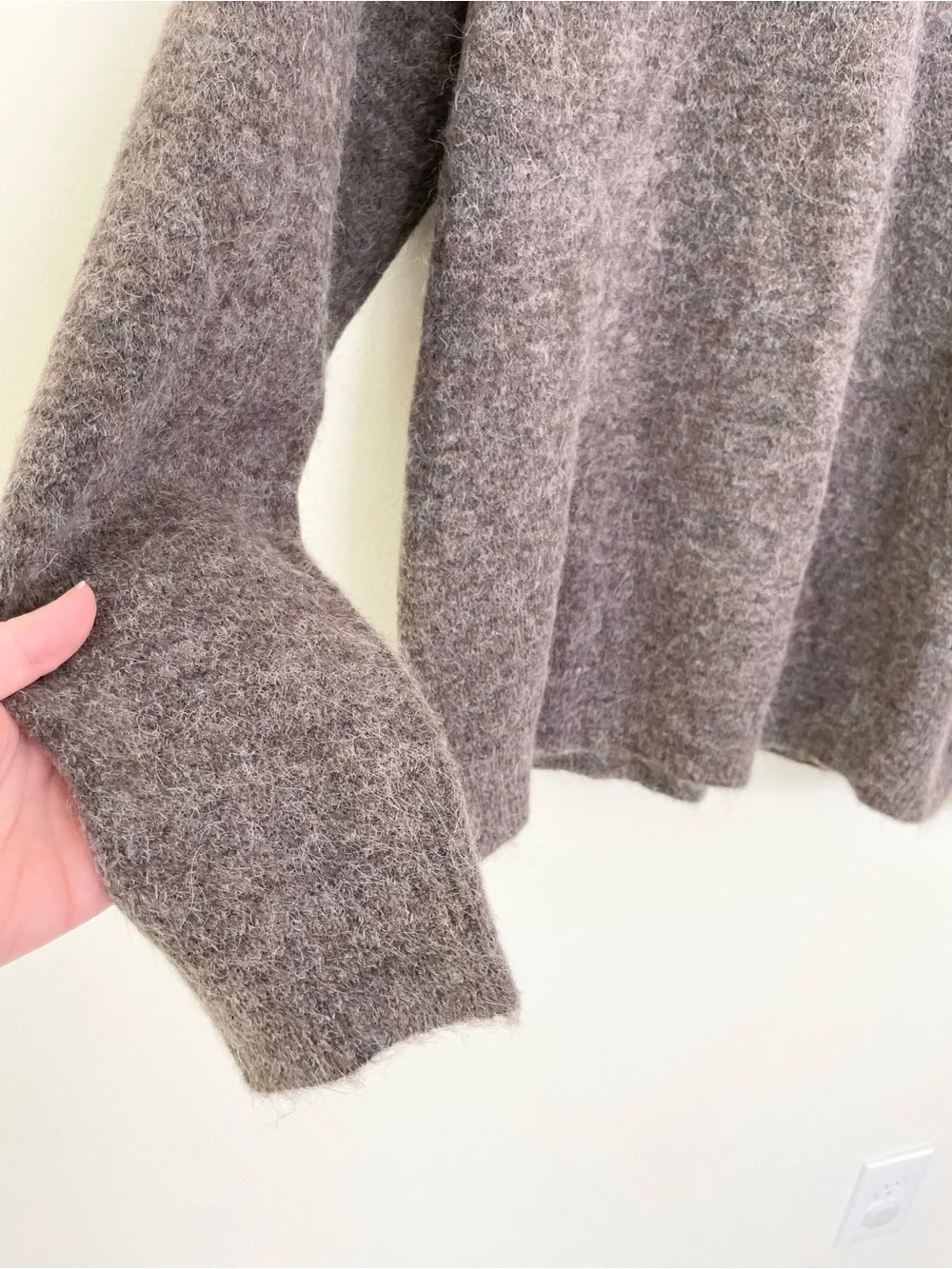 Zara Textured Wool Alpaca Blend Crew Neck Sweater Dark Brown XL Extra Large